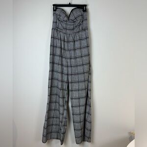 BAND OF GYPSIES Women's Black and white Built-in Bra Wide Leg Jumpsuit Medium